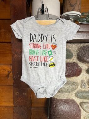 4 for $20 | Justice league Grey 'Daddy Is' Superhero Graphic Baby Bodysuit 3-6m